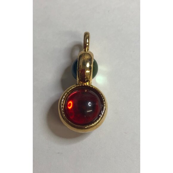24 Gold-Tone Double-Sided Glass Charms With Red & Green Gem-Style Accents - Picture 5 of 5